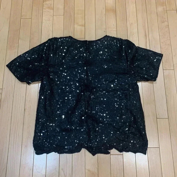 Vintage Sequin back and gold top size small jewel queen - Picture 3 of 9